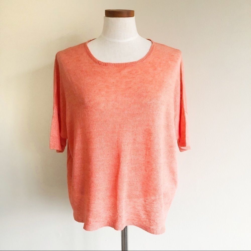 Eileen Fisher Boxy pink 100% Linen sweater NWT